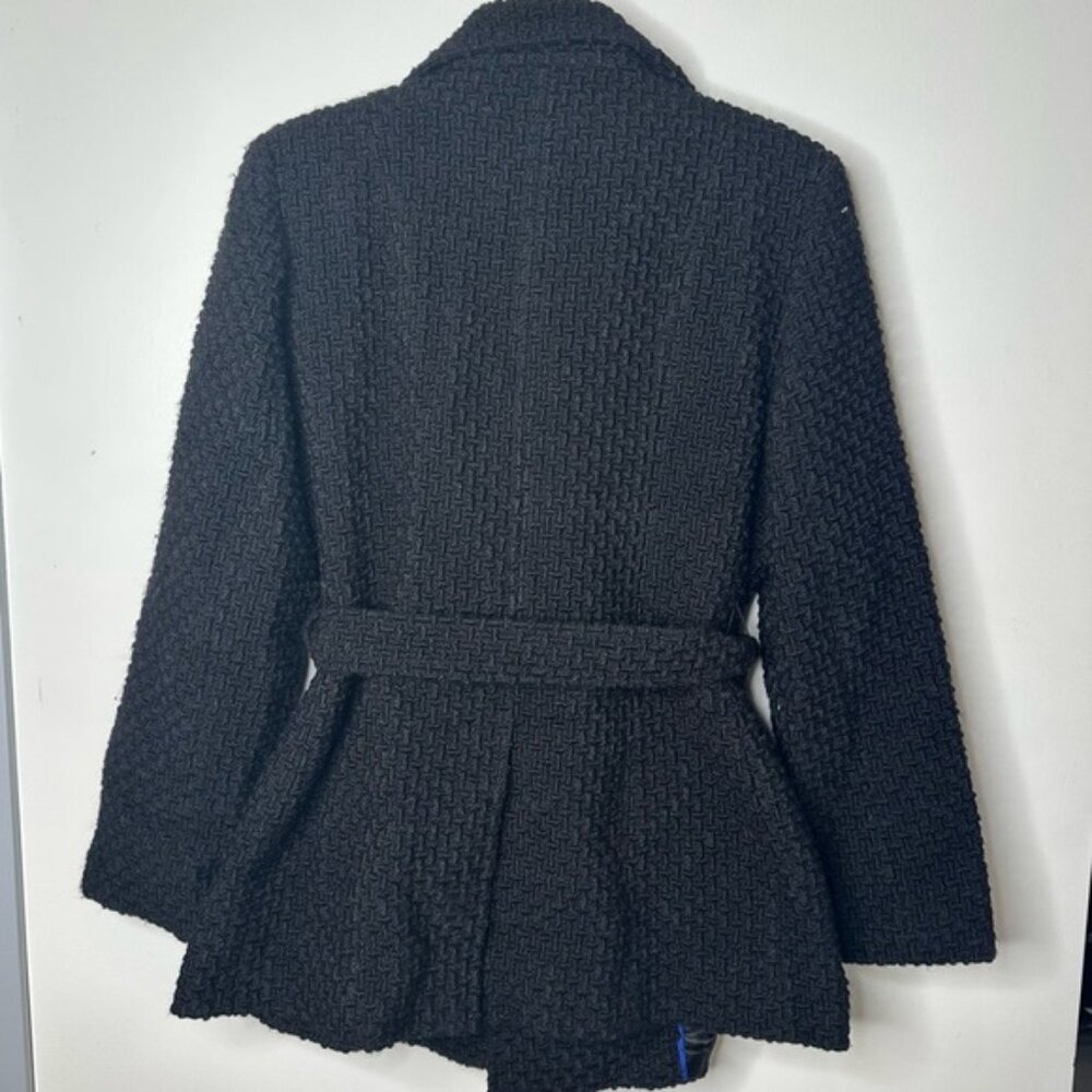 Calvin Klein Wool Knit Pea Coat Belt Warm Pockets Collar size 12p - Picture 7 of 12